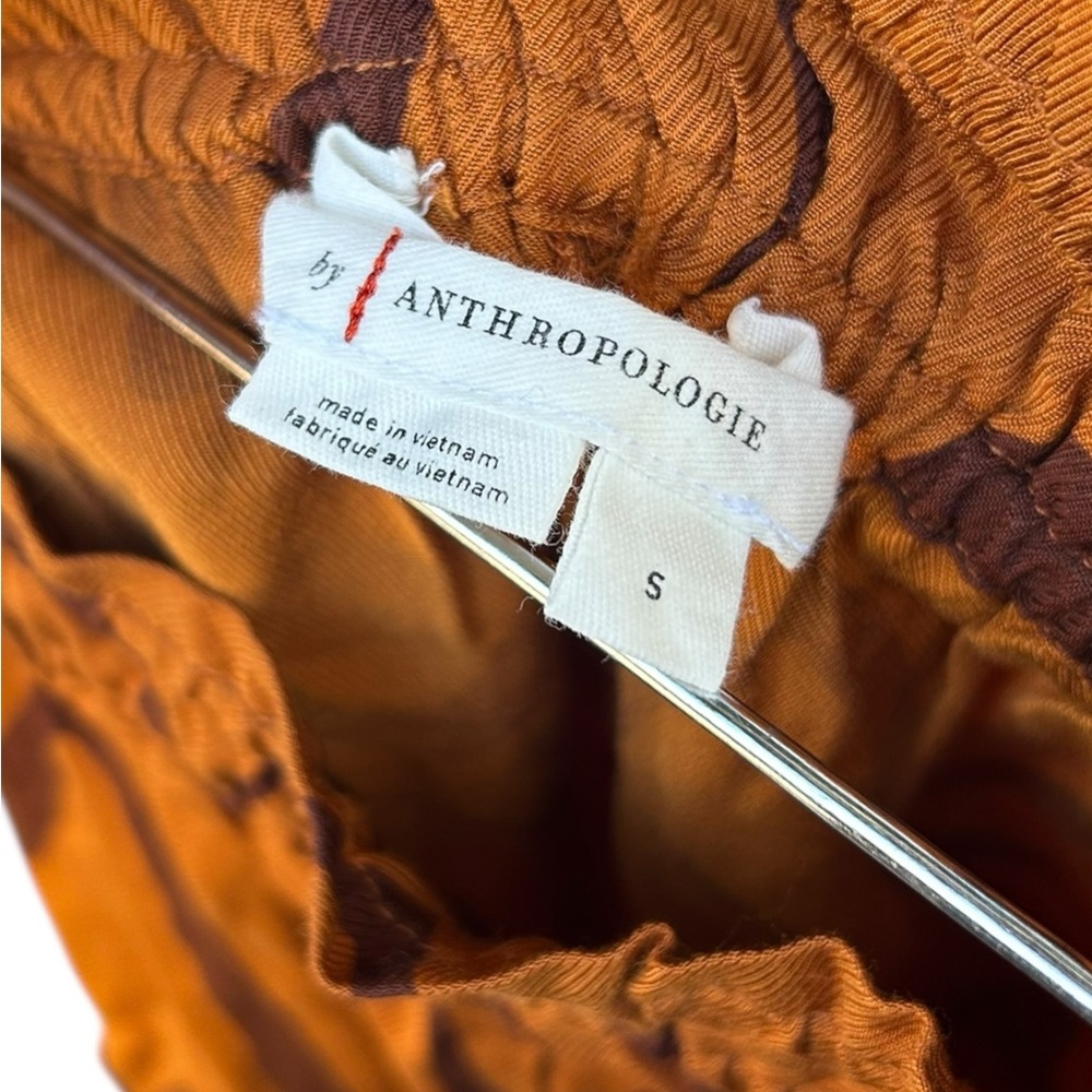 By Anthropologie Wide Leg‎ Pants Retro Pattern in Bronze - Picture 3 of 4